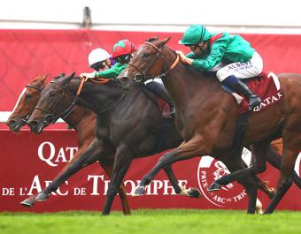 VERTICAL BLUE (centre), winner of the Gr.1 Prix Marcel Boussac, is the highest rated 2YO in France